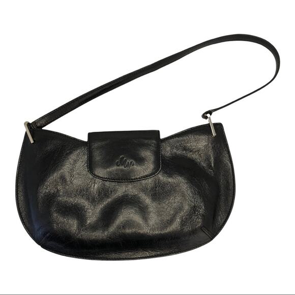 Monsac Handbags - Monsac black leather small cocktail purse handbag baguette
